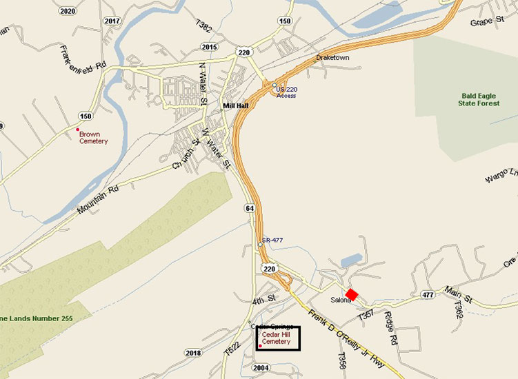 Map of Mill Hall, Pennsylvania and the surrounding area.