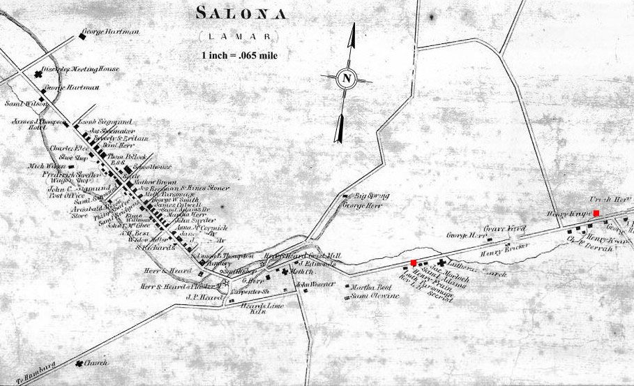 Map of Salona, Pennsylvania and the surrounding area.