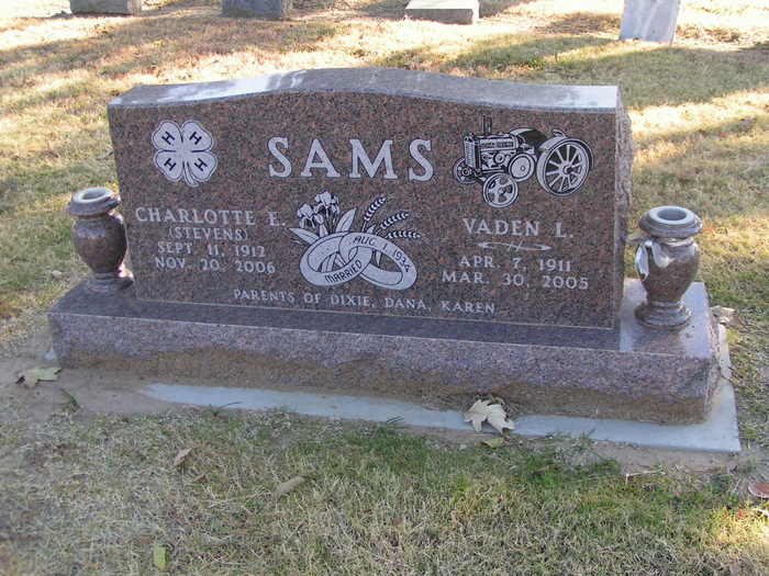 Vaden & Charlotte Sams Tombstome