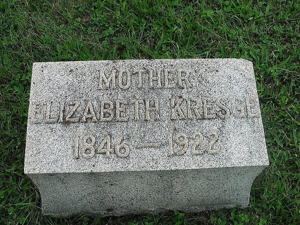 Elizabeth (Saeger) Kresge Tombstone