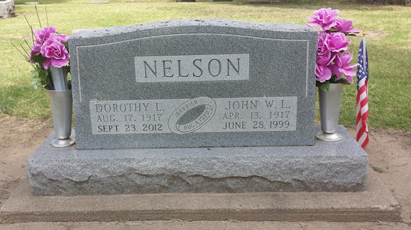 John Woodrow (Laurine) & Dorothy L. (Buehrle) Nelson Tombstone